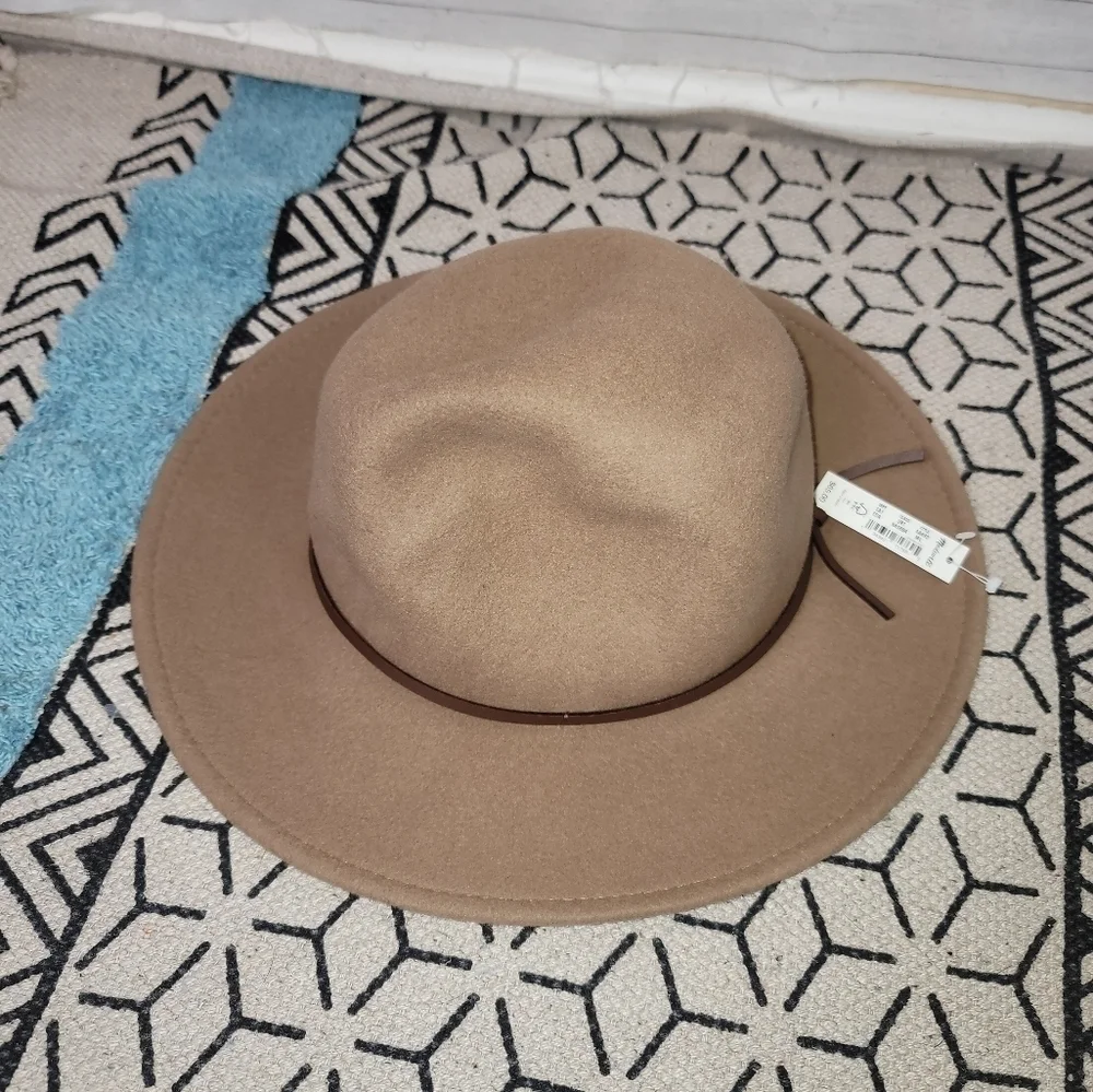 BILTMORE FOR MADEWELL 100% WOOL HATTAN W BROWN LEATHER HATBAND TRIM, sz M-L